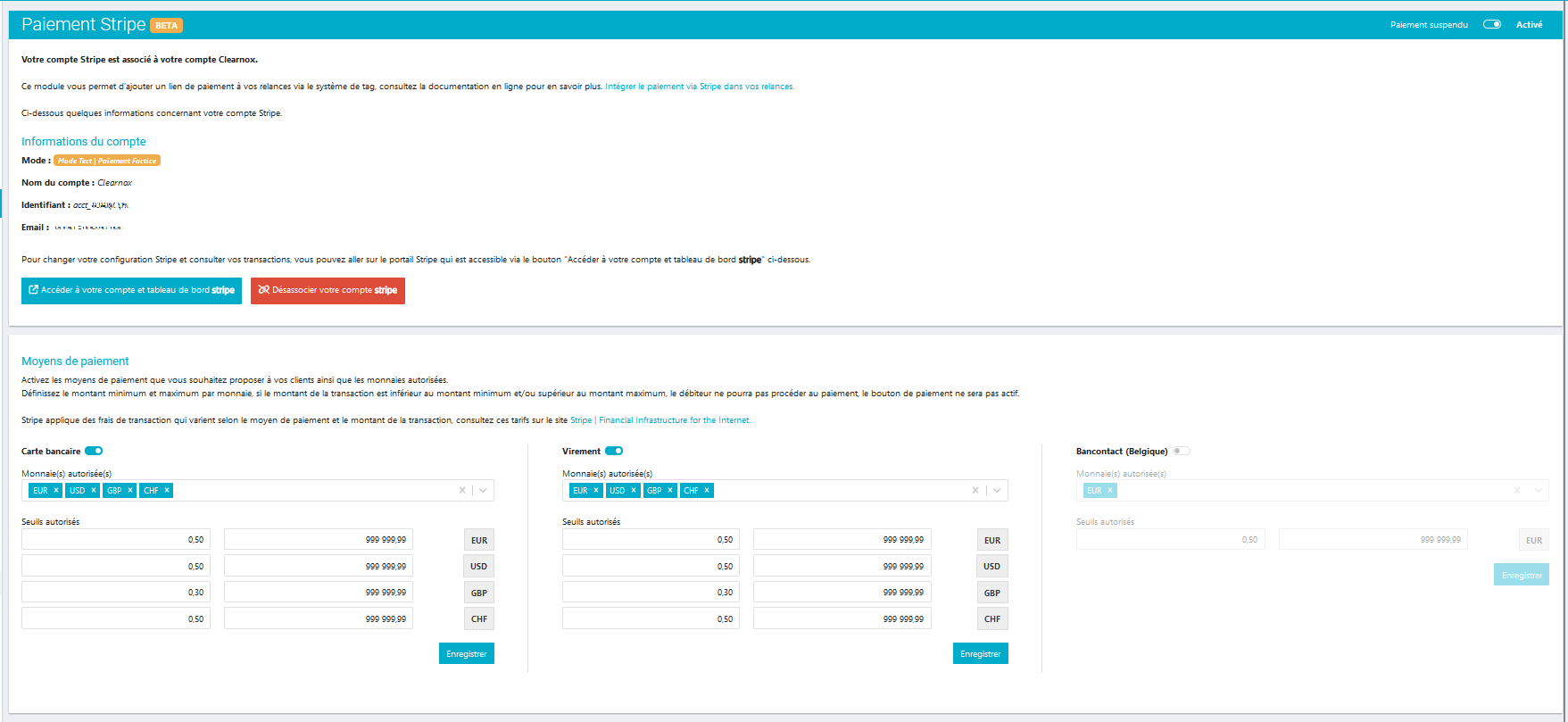 configurer paiement en ligne